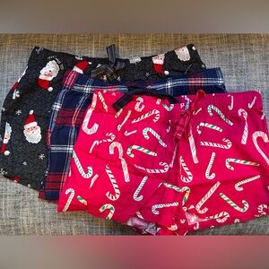 3 Pair Old Navy Candy Cane Santa Plaid Holiday Pajama Lounge Shorts, Medium, NWT